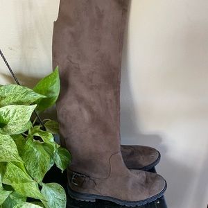 Over The Knee Brown Suede Boot
